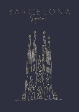 Poster Barcelona Sagrada Familia karanlık