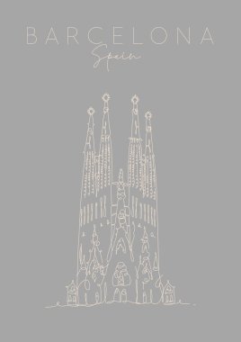 Poster Barcelona Sagrada Familia gri
