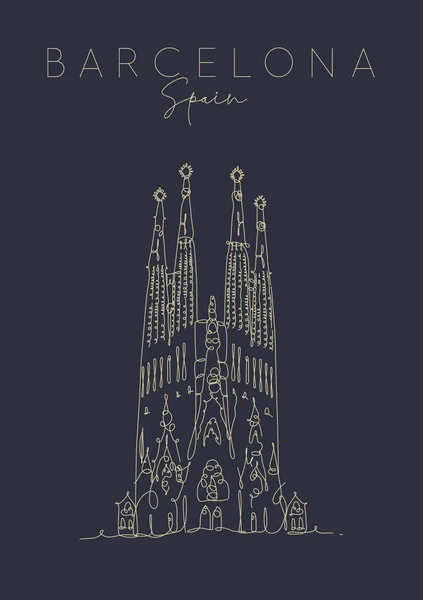 Poster Barcelona Sagrada Familia dark — Stock Vector
