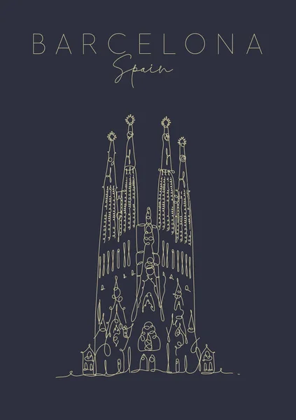 Cartaz Barcelona Sagrada família escuro — Vetor de Stock