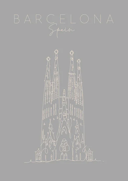 海报 巴塞罗那 圣家堂灰色 — 图库矢量图片