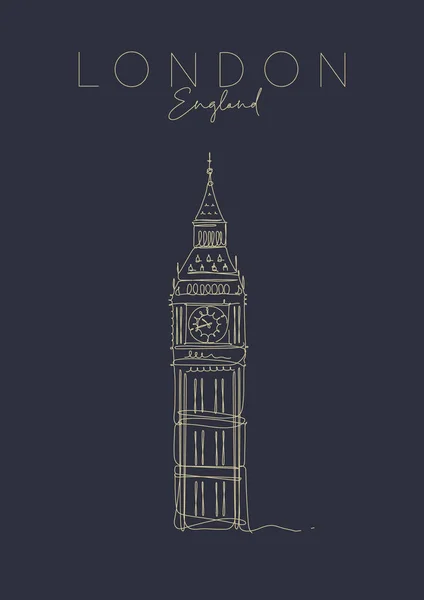 Poster UK Big Ben escuro — Vetor de Stock