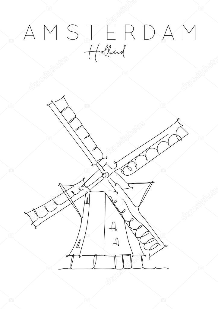 Poster Holland windmill