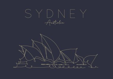Poster Sydney Opera Binası karanlık