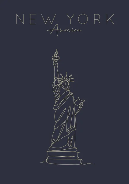 Cartel de Nueva York estatua de la libertad oscuro — Vector de stock