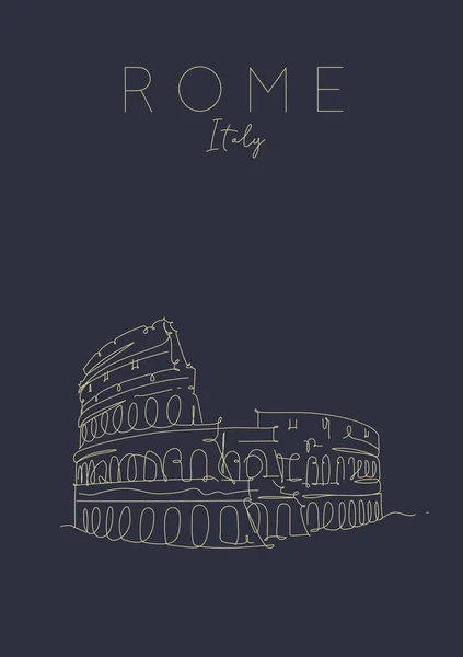Плакат римський Колізей темний — стоковий вектор