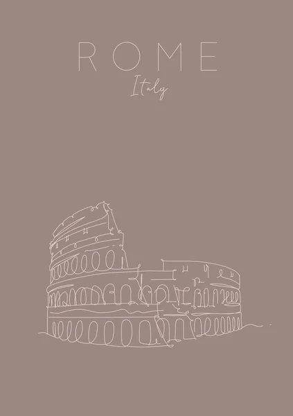 Cartel Roma Coliseo marrón — Vector de stock