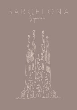 Poster Barcelona Sagrada Familia kahverengi