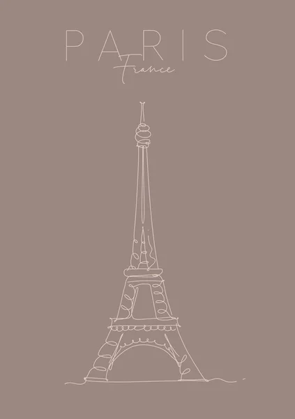 海报巴黎埃菲尔铁塔棕色 — 图库矢量图片