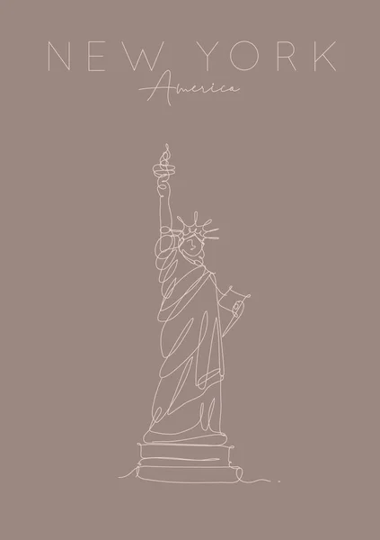 포스터 뉴욕 자유 의 동상 브라운 — 스톡 벡터