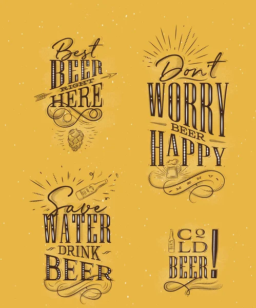 芥末背景的陈酿啤酒绘图 — 图库矢量图片