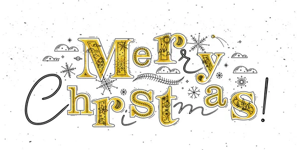 Cartaz Lettering Feliz Natal Desenho Estilo Gráfico Sobre Fundo Branco — Vetor de Stock