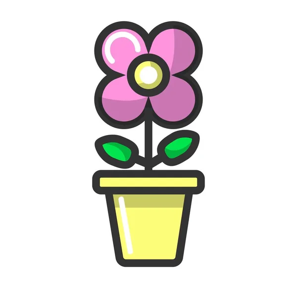 Zimmerblume Mit Lila Blüte Tontopf Topfpflanze Mit Duftendem Geruch Zimmer — Stockvektor