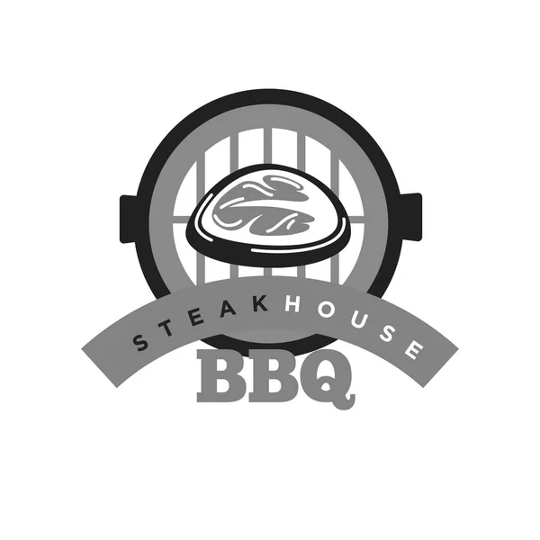 Bife Casa Bbq Emblema Monocromático Para Restaurante Carne Lugar Público —  Vetores de Stock