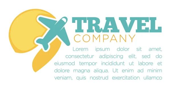 Travel Company Promotional Banner Airplane Sample Text Golden Sun Liner — Stock Vector