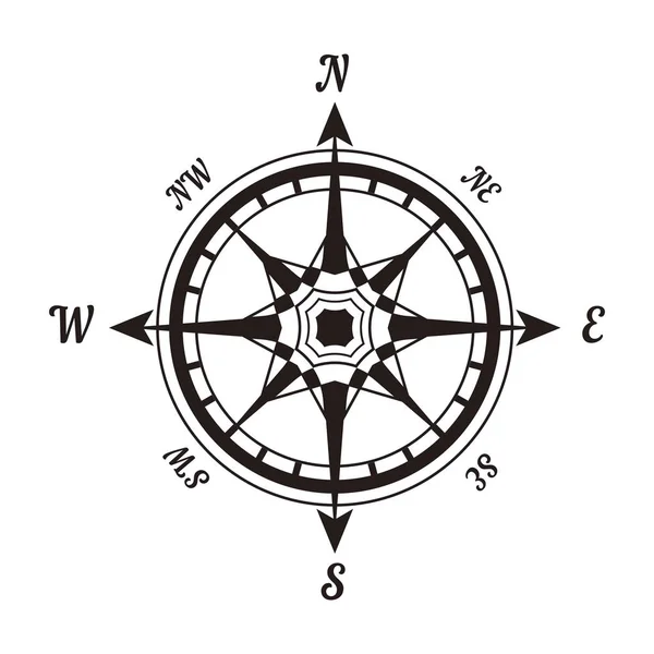 Троянда Вітрового Монохромного Шаблону Стрілками Знаками Компас Топографічної Орієнтації Географічний — стоковий вектор