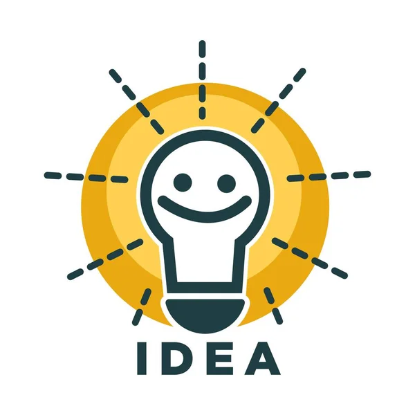 Lampe Idées Ampoule Avec Icône Sourire Logo Lampe Idée Isolée — Image vectorielle