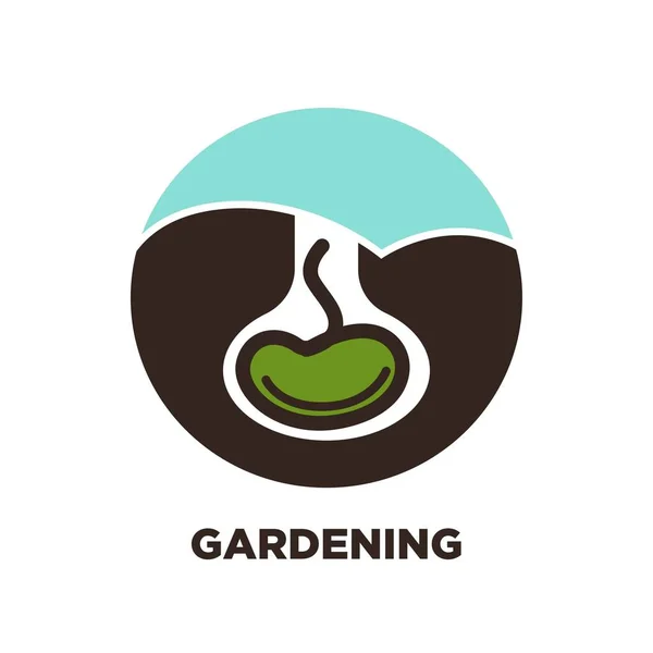Logo Giardinaggio Servizio Giardinaggio Contadino Negozio Giardinaggio Icona Vettoriale Semi — Vettoriale Stock