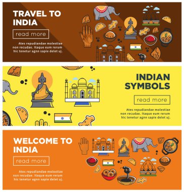 Hint kültürüne promo poster ulusal sembolleri seti ile.