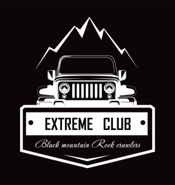 Aşırı Kulübü siyah dağ taş Damper promo logo.