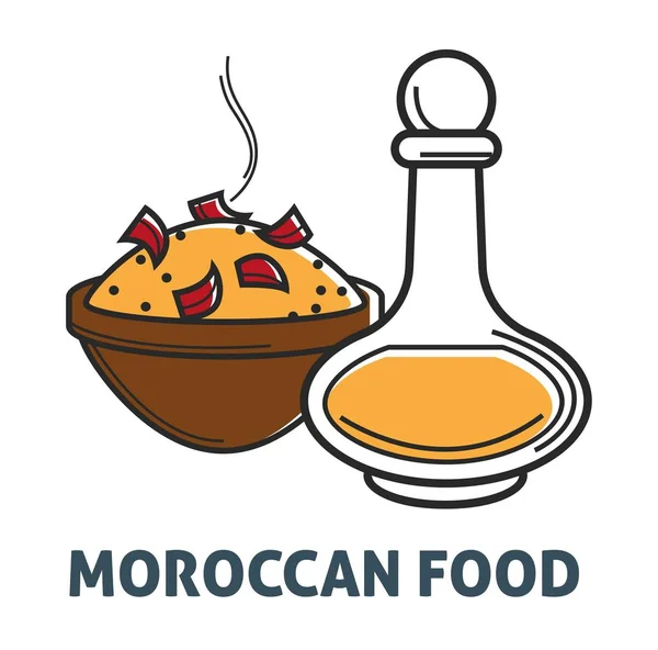 Marokkaanse Schotel Van Bulgur Met Peper Drinken Fles — Stockvector