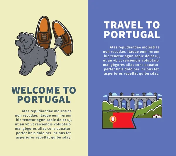 Reizen Naar Portugal Verticale Promo Posters Met Land Symbolen Set — Stockvector