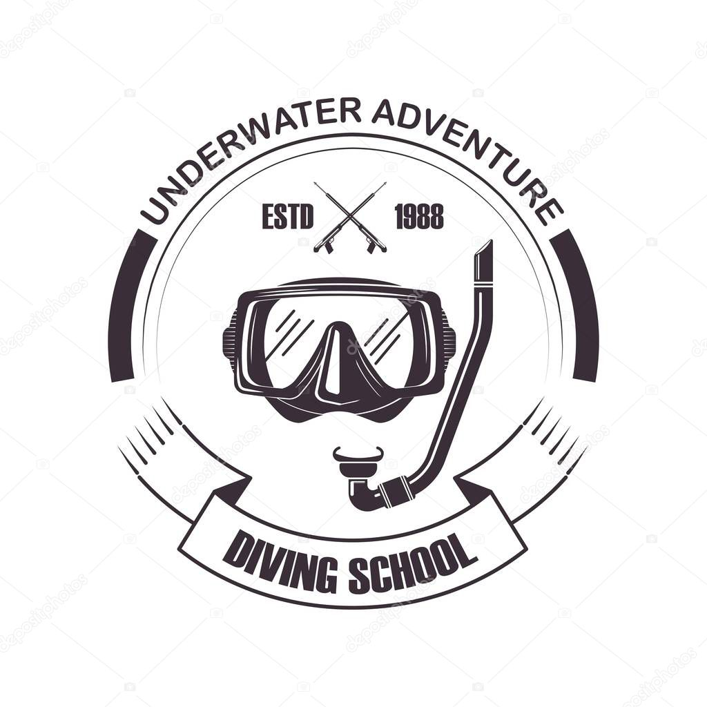 Diving school or scuba diver club logo template.