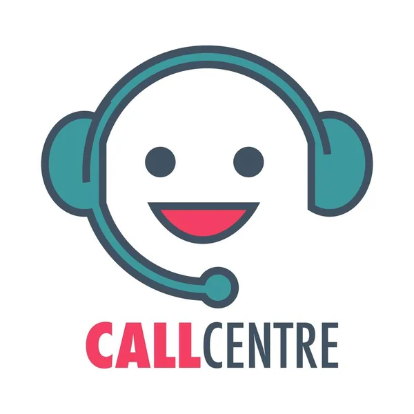 Логотип Колл Центра Службы Поддержки Клиентов Векторная Иконка Виртуального Помощника — стоковый вектор