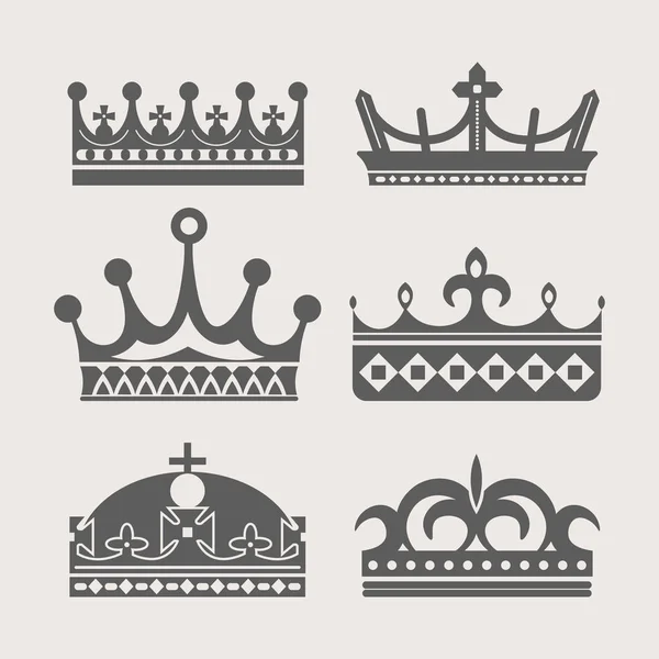 Crown Logotyp Kungliga Diadem Eller Heraldiska Tiara Symbol Vector Queen — Stock vektor