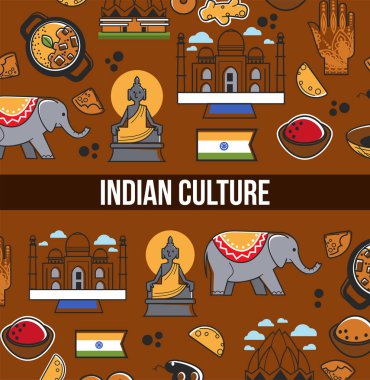 Hint kültürüne simgelerini ve Hindistan simge vektör.