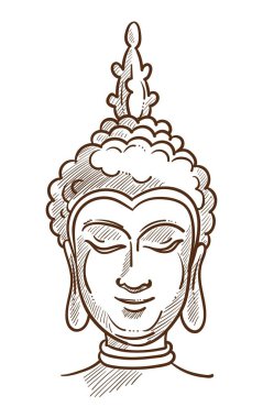 Budizm, Siddartha Gautama sakin durumda baş kurucusu el çizilmiş resim.