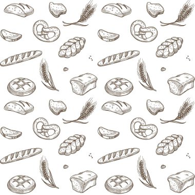 Ekmek veya ekmek tahıl kroki desen arka plan. 