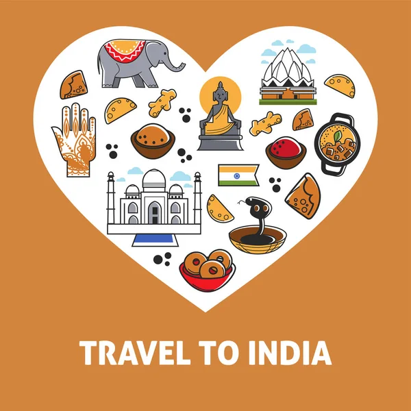 Poster Seyahat Hindistan Hoş Geldiniz — Stok Vektör