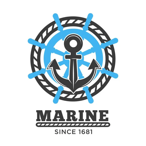 Marine Poster Symbols Headline — Stock Vector