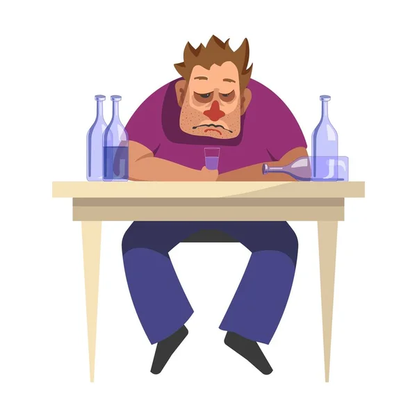 Hombre Alcohólico Alcoholismo Gente Malos Hábitos — Vector de stock