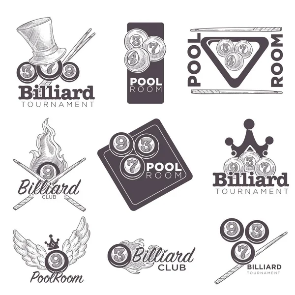 Bilard Lub Poolroom Logo Mistrzostw Klubu — Wektor stockowy