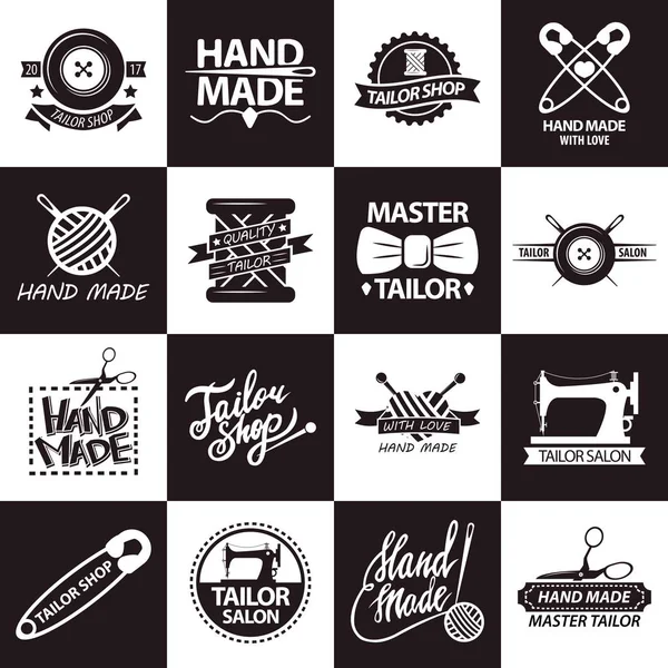 Terzi Dükkanı Veya Terzi Atölyesi Salon Vektör Logo Şablonlar — Stok Vektör