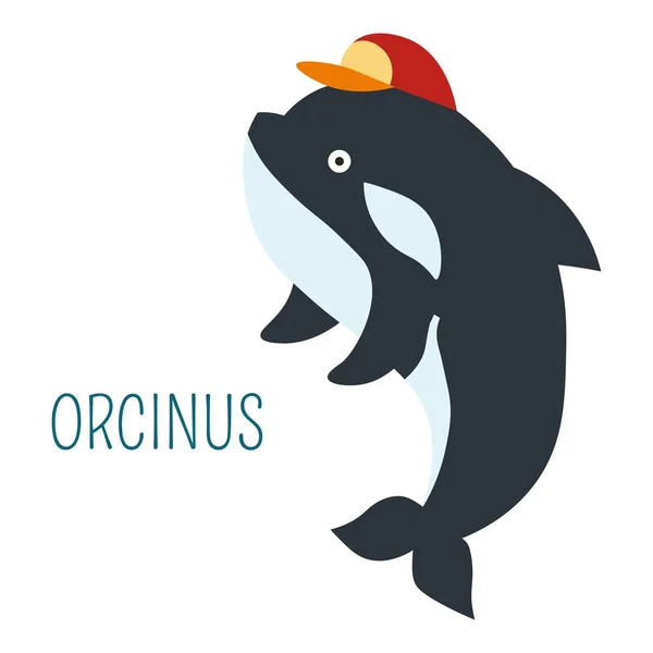 Orcinus 在帽子卡通 幼稚的书字符 — 图库矢量图片