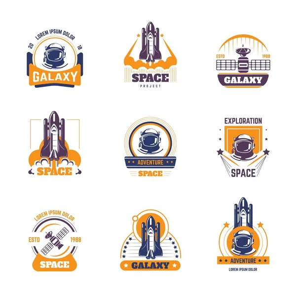 Modelos Logotipos Projeto Espacial Exploração Galáxias —  Vetores de Stock