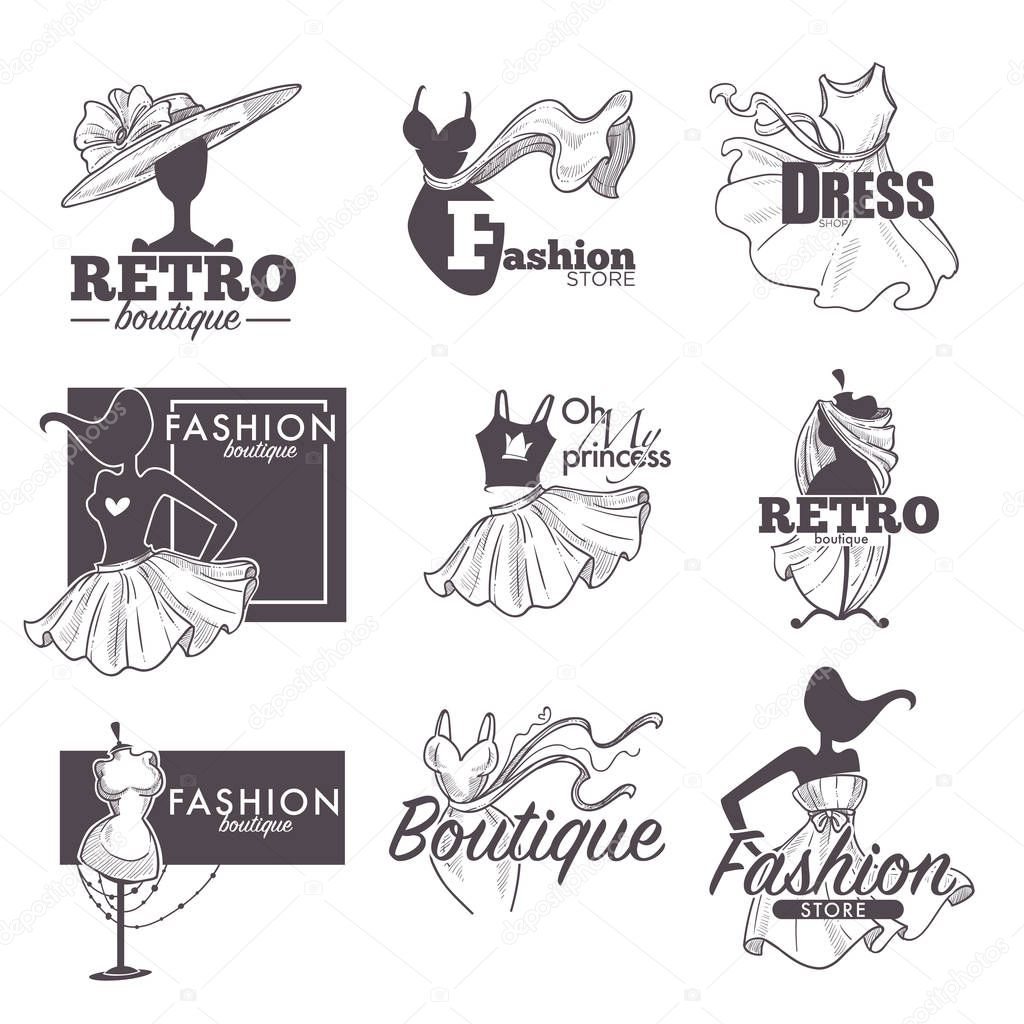 Fashion dress boutique logos pattern