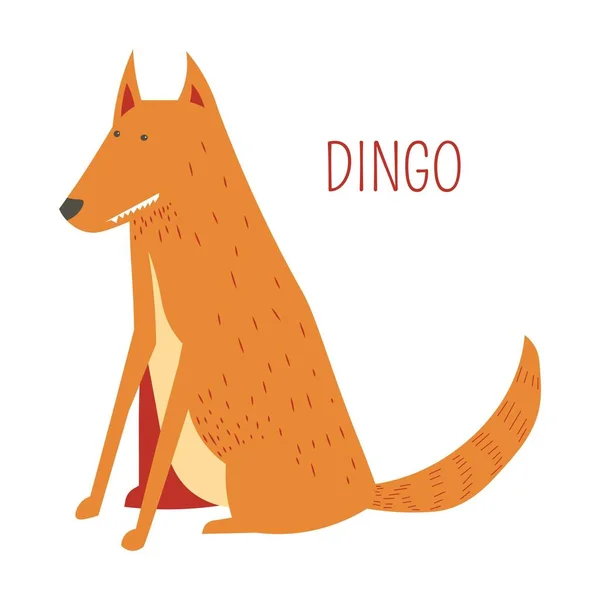 Dingo Мультфильм Смешной Милый Пес Векторной Австралийской Новозеландской Коллекции Животных — стоковый вектор