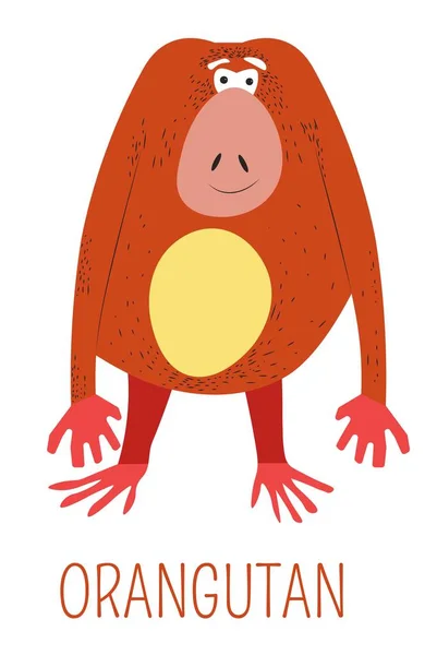 Orang Utan Gingembre Singe Personnage Livre Enfantin Jungle Animal Singe — Image vectorielle