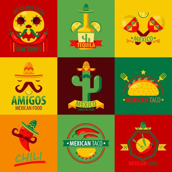 Cocina Mexicana restaurante logo plantillas — Archivo Imágenes Vectoriales