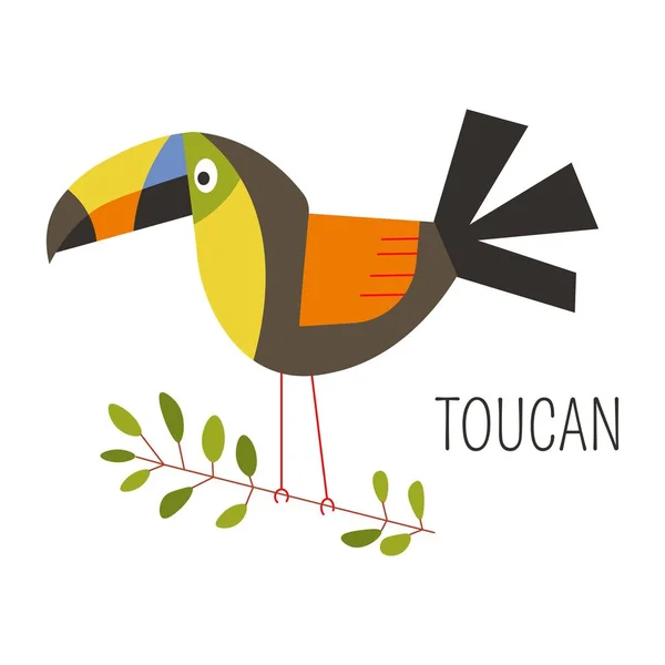 Toucan fågel på gren — Stock vektor