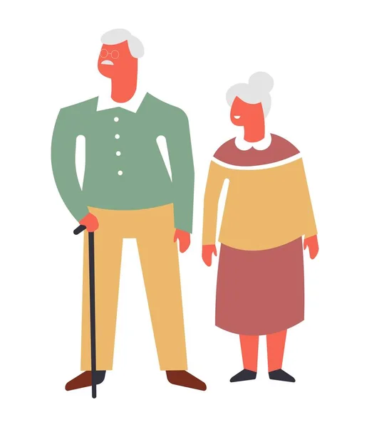 Старая пара на прогулке — стоковый вектор