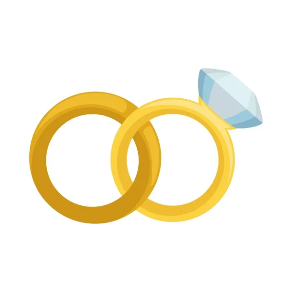 Ouro anéis de casamento e noivado com diamante —  Vetores de Stock