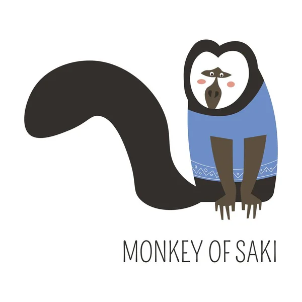 Singe de Saki en T-shirt — Image vectorielle