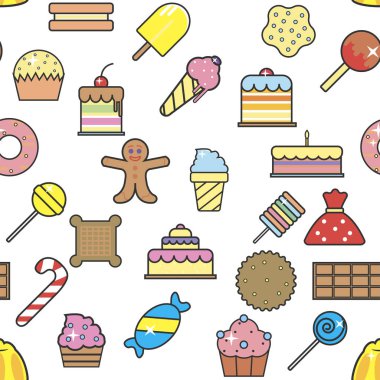 Soğuk dondurma tatlı çıtır gofret sorunsuz vektör desen 