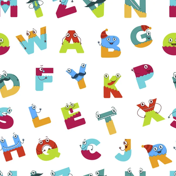 儿童用字母字母符号学习无缝矢量模式 — 图库矢量图片