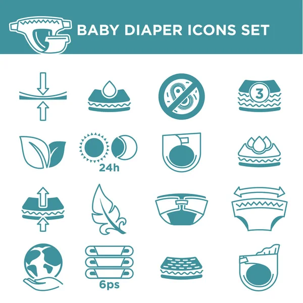 婴儿尿布包装信息矢量图标白色背景 — 图库矢量图片